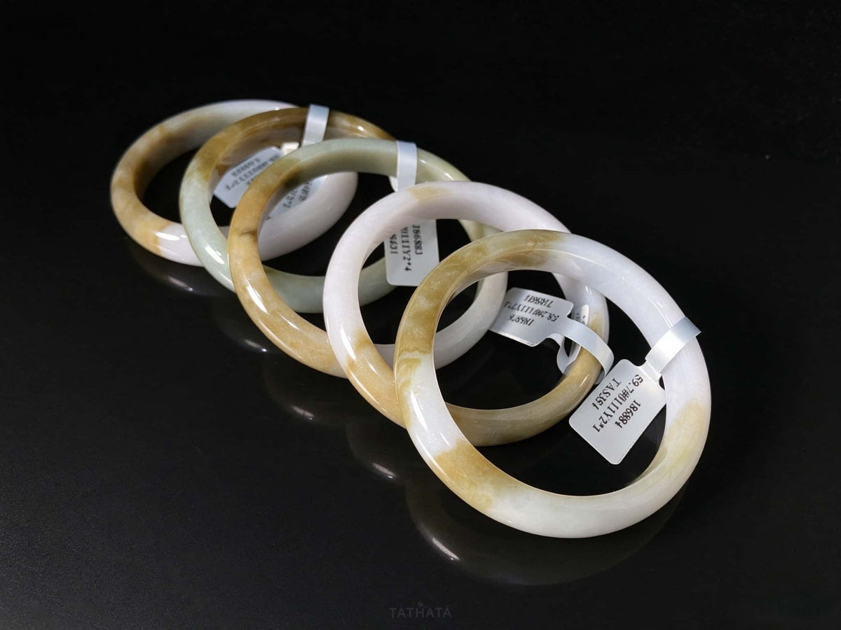 The Dunhuang | Golden Hush · Nature Burmese Jadeite Peace Bangle