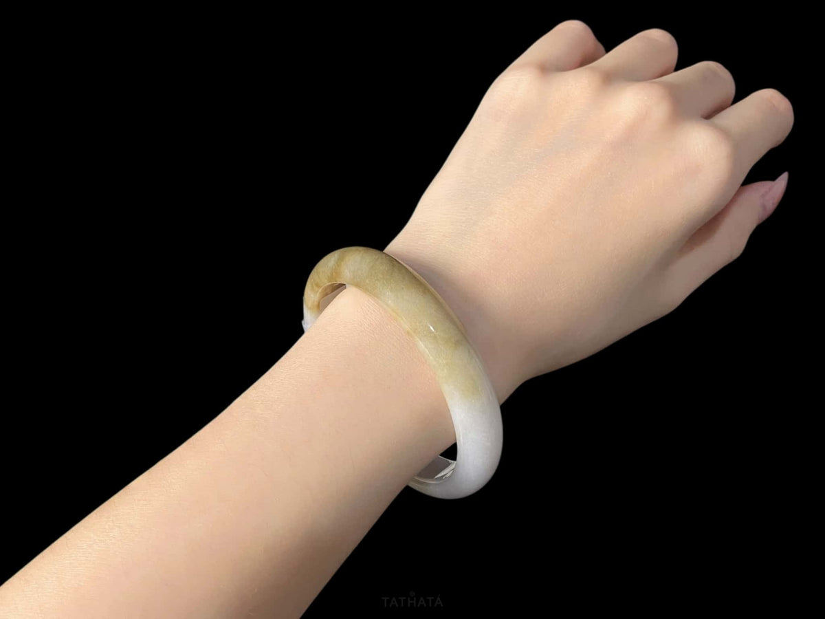 The Dunhuang | Golden Hush · Nature Burmese Jadeite Peace Bangle