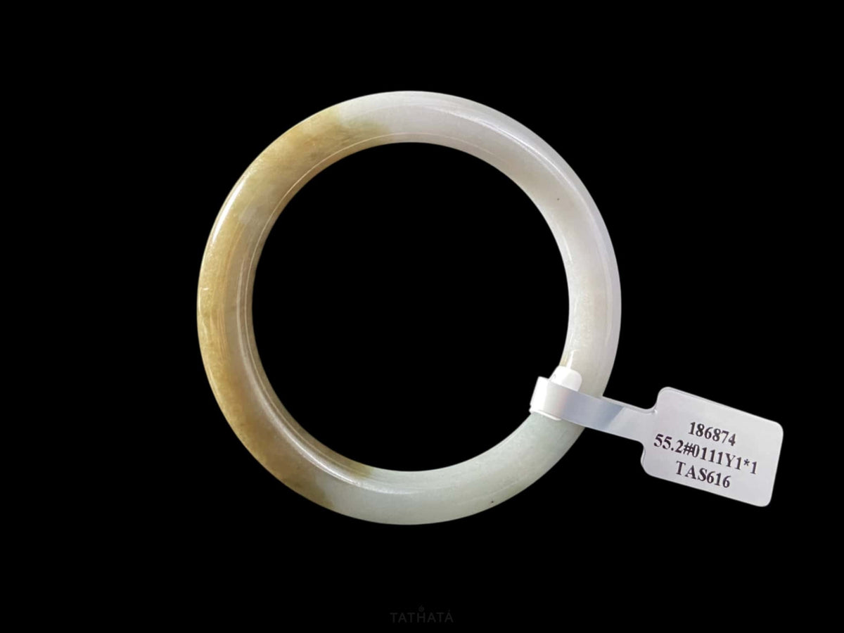 New & Trending 🍂 Harvest Dawn Sage Gold · Nature Burmese Jadeite Round Bangle