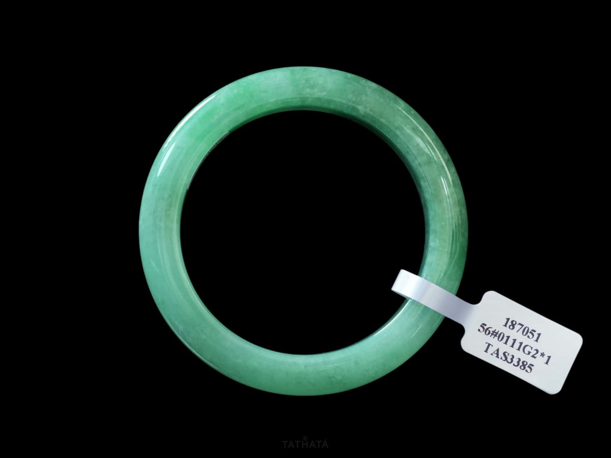 Premium 🌳 Verdant Bloom Green Mist · Nature Burmese Jadeite Peace Bangle