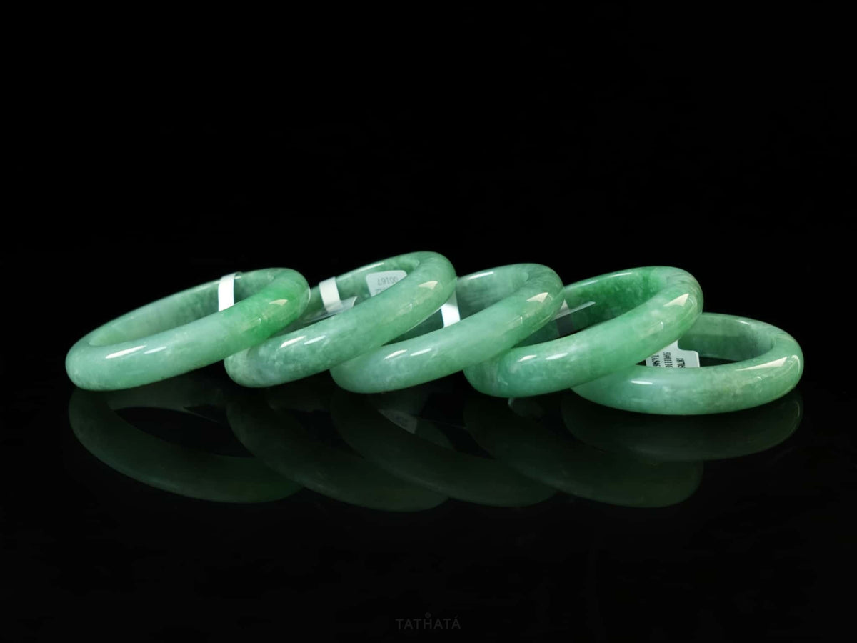 Premium 🌳 Verdant Bloom Green Mist · Nature Burmese Jadeite Peace Bangle