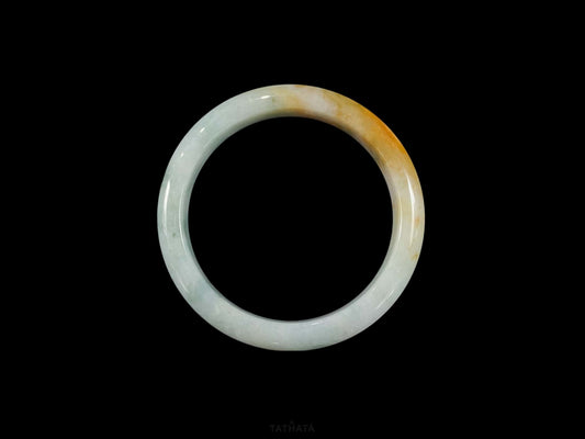 Golden Ripples in the Autumn Glow · Nature Burmese Jadeite Peace Bangle (57mm)