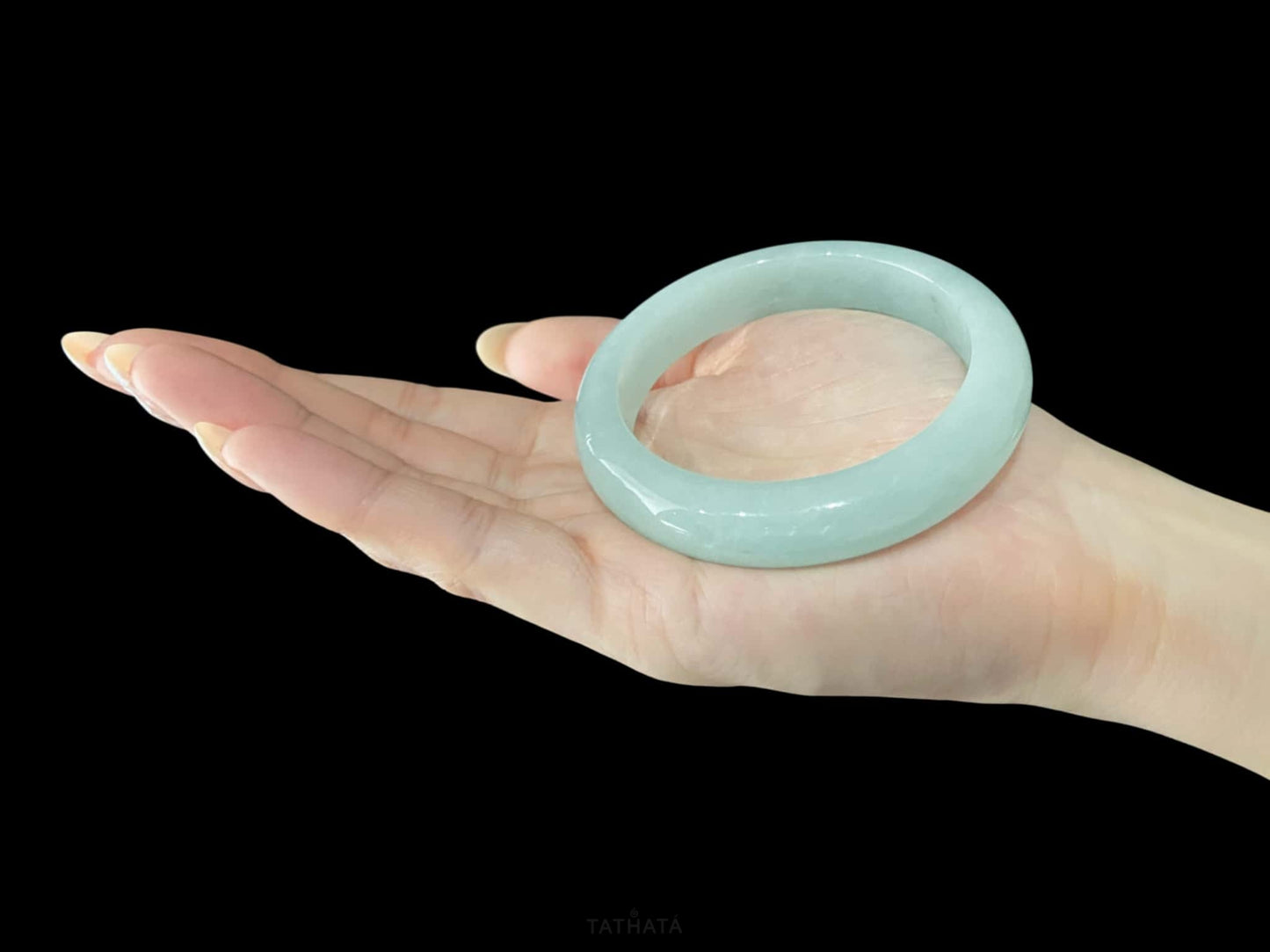 Clear Toned Blue Peace Bangle · Nature Burmese Jadeite Bangle (56mm)