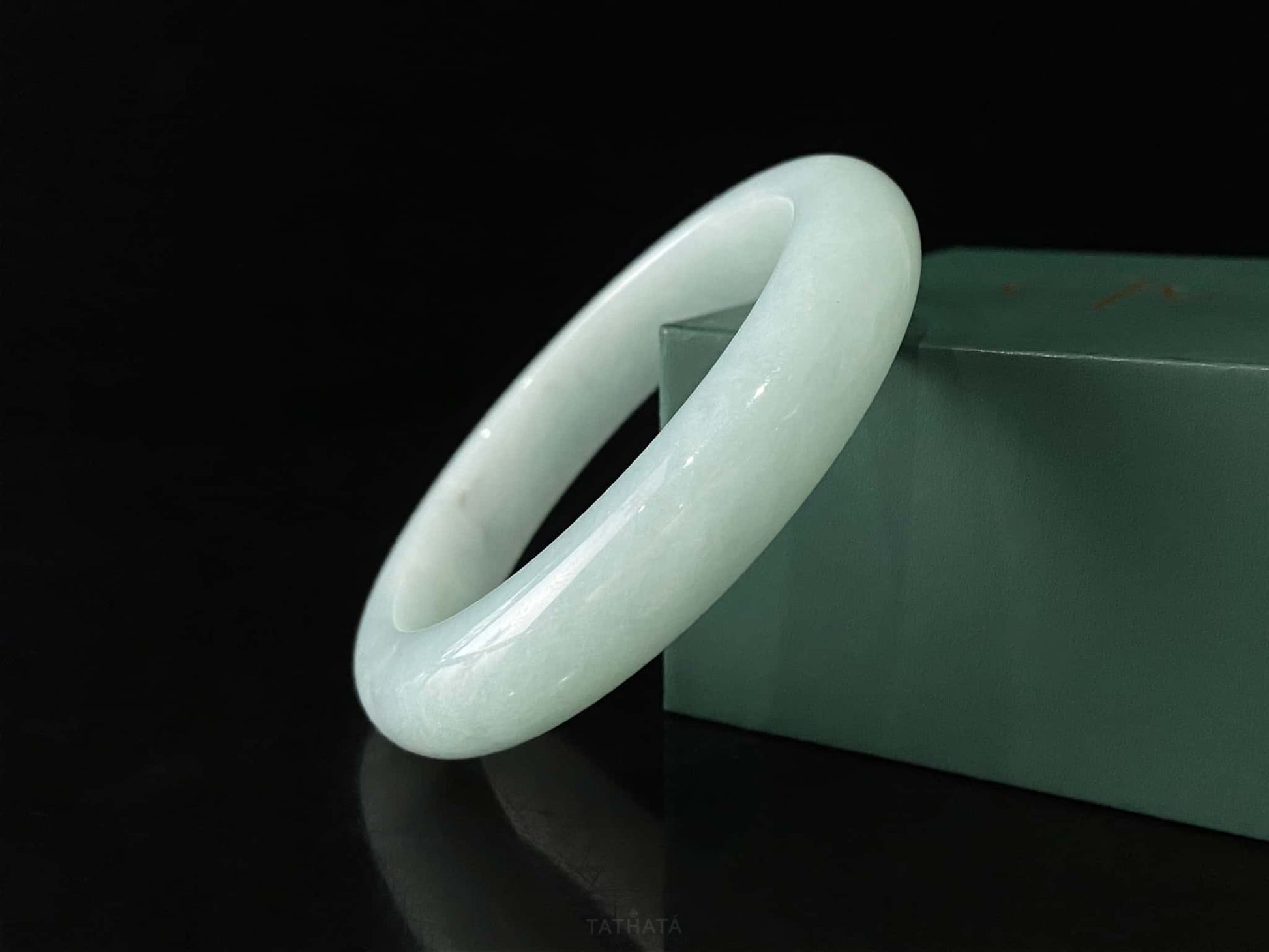 Clear Toned Blue Peace Bangle · Nature Burmese Jadeite Bangle (56mm)