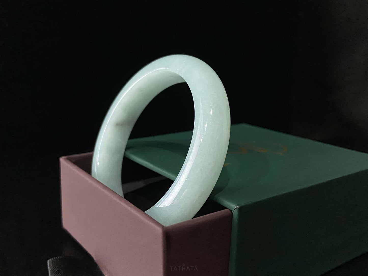 Clear Toned Blue Peace Bangle · Nature Burmese Jadeite Bangle (56mm)