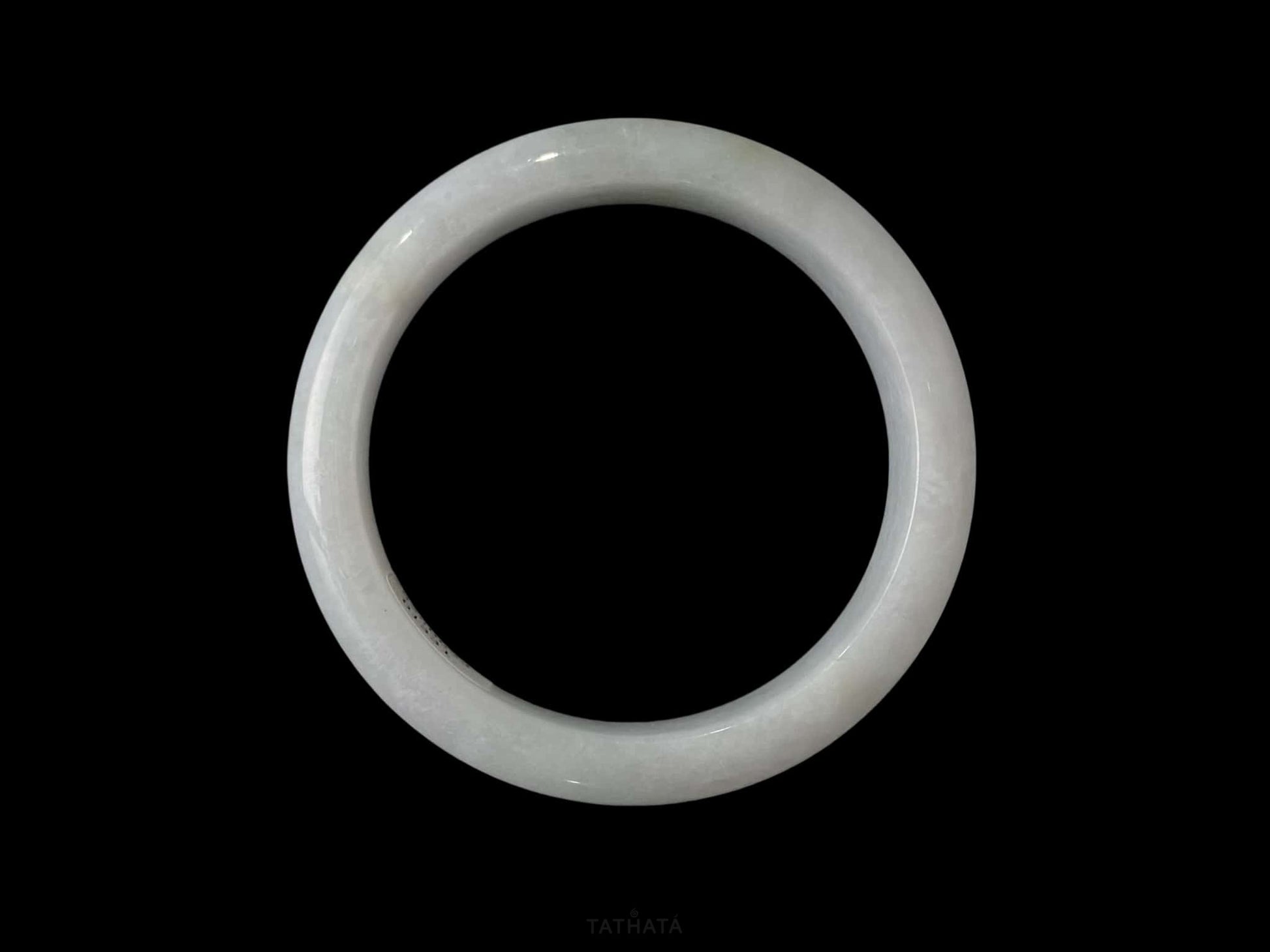 Mist-Moon White · Nature Burmese Jadeite Peace Bangle