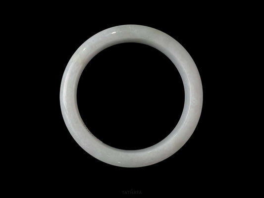 Mist-Moon White · Nature Burmese Jadeite Peace Bangle