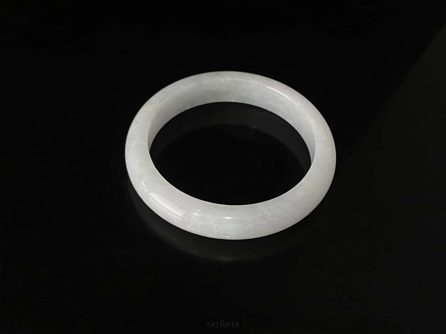 Mist-Moon White · Nature Burmese Jadeite Peace Bangle