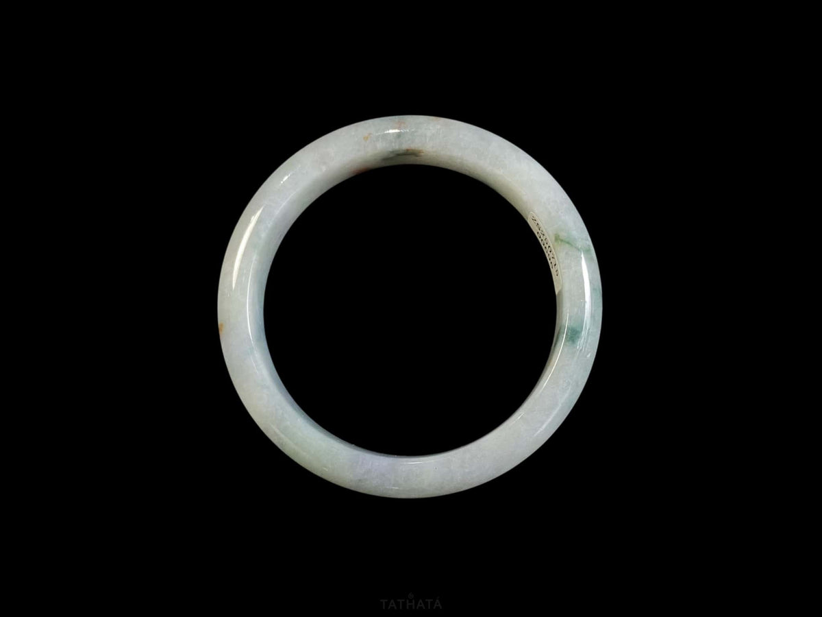 Misty Milky Multi‑Fleck · Nature Burmese Jadeite Peace Bangle