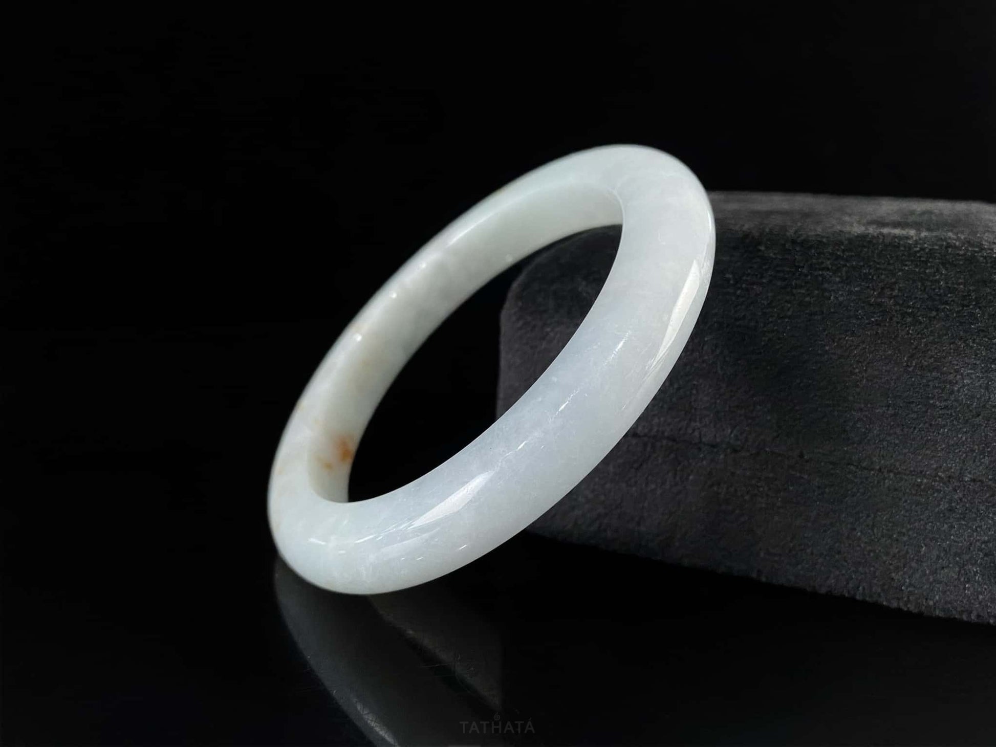 Golden Spots Beneath The Mist · Nature Burmese Jadeite Peace Bangle