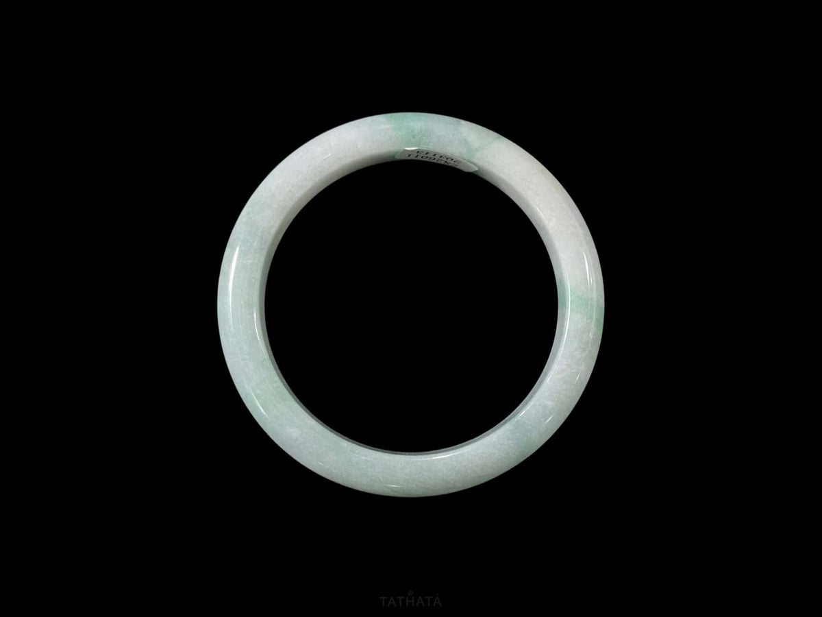 Misty White Green Wisp · Nature Burmese Jadeite Peace Bangle