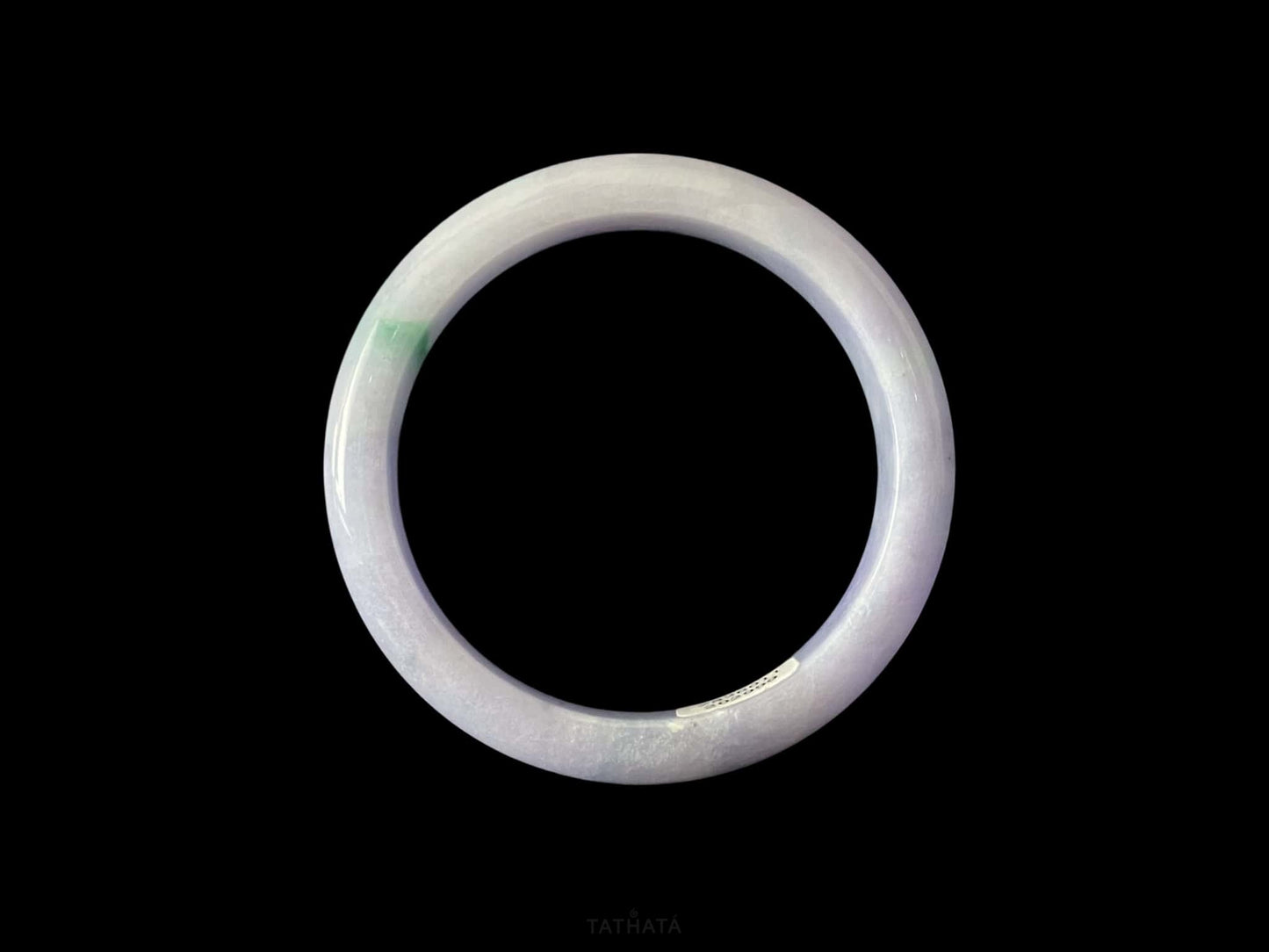 A lavender green streak jadeite bangle.
