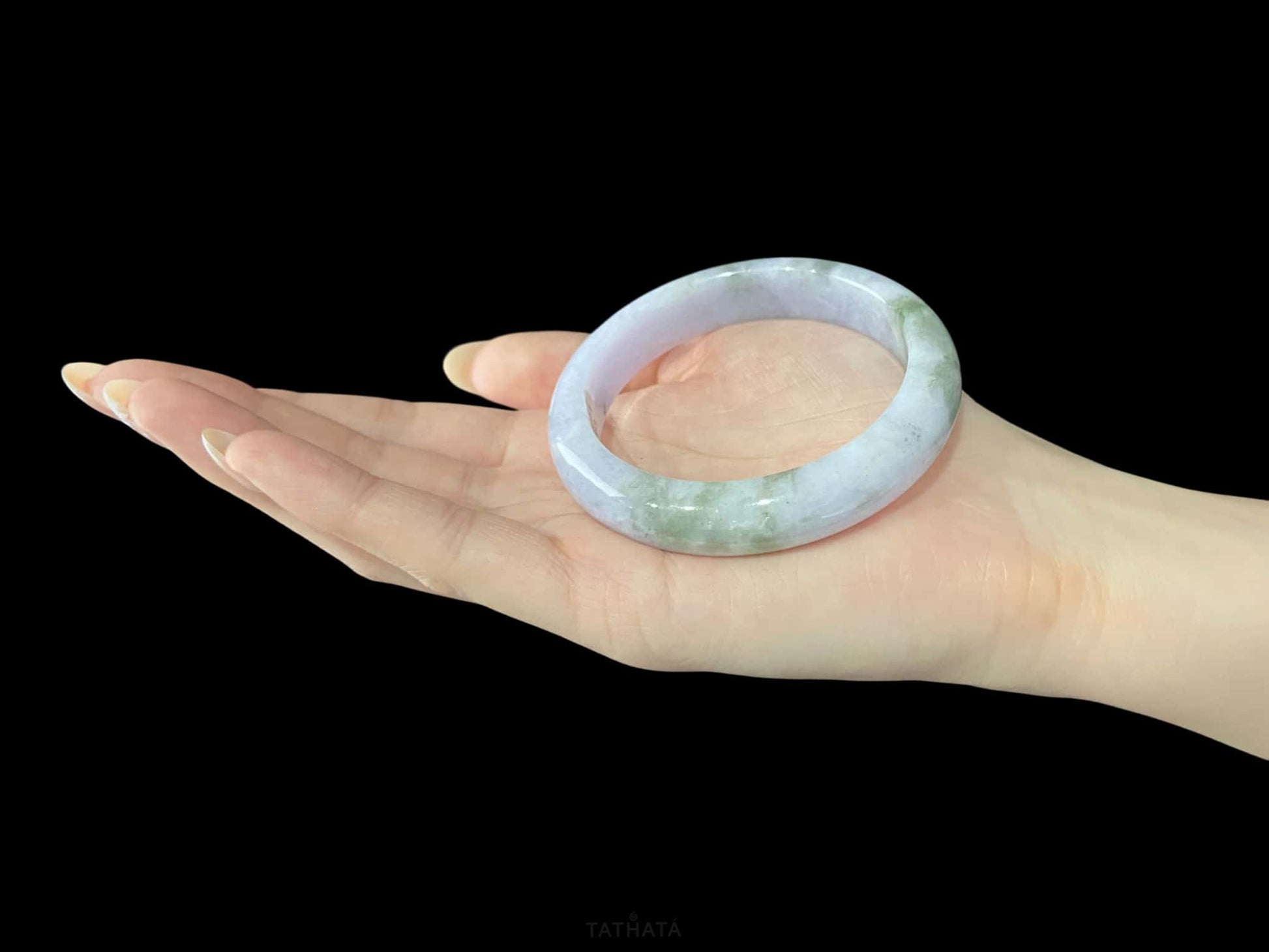 A violet cloud sprout jadeite bangle.