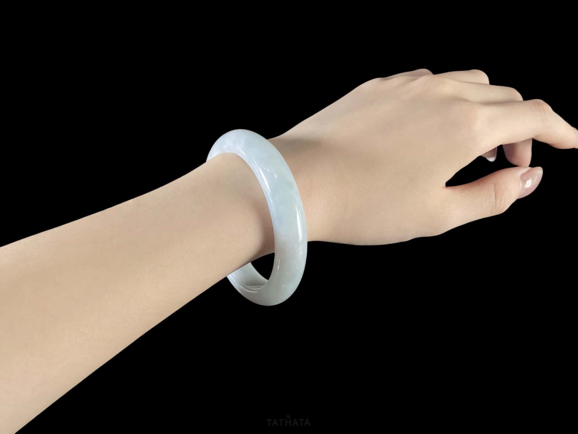 Dreamy Misty Blue · Nature Burmese Jadeite Peace Bangle