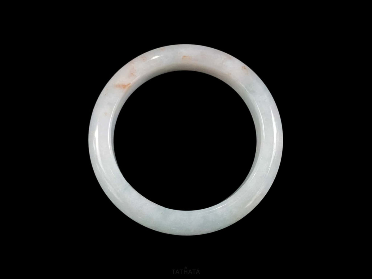 Rosy‑Flecked Milky‑Ice · Nature Burmese Jadeite Peace Bangle
