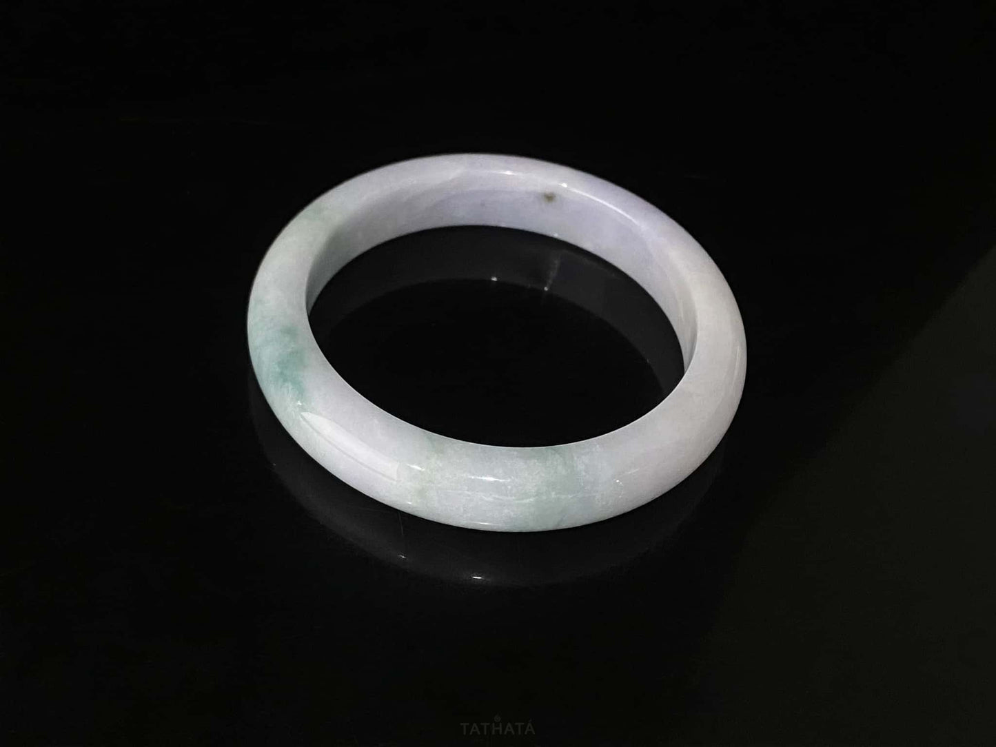 A lavender cloud Blue veil jadeite bangle.