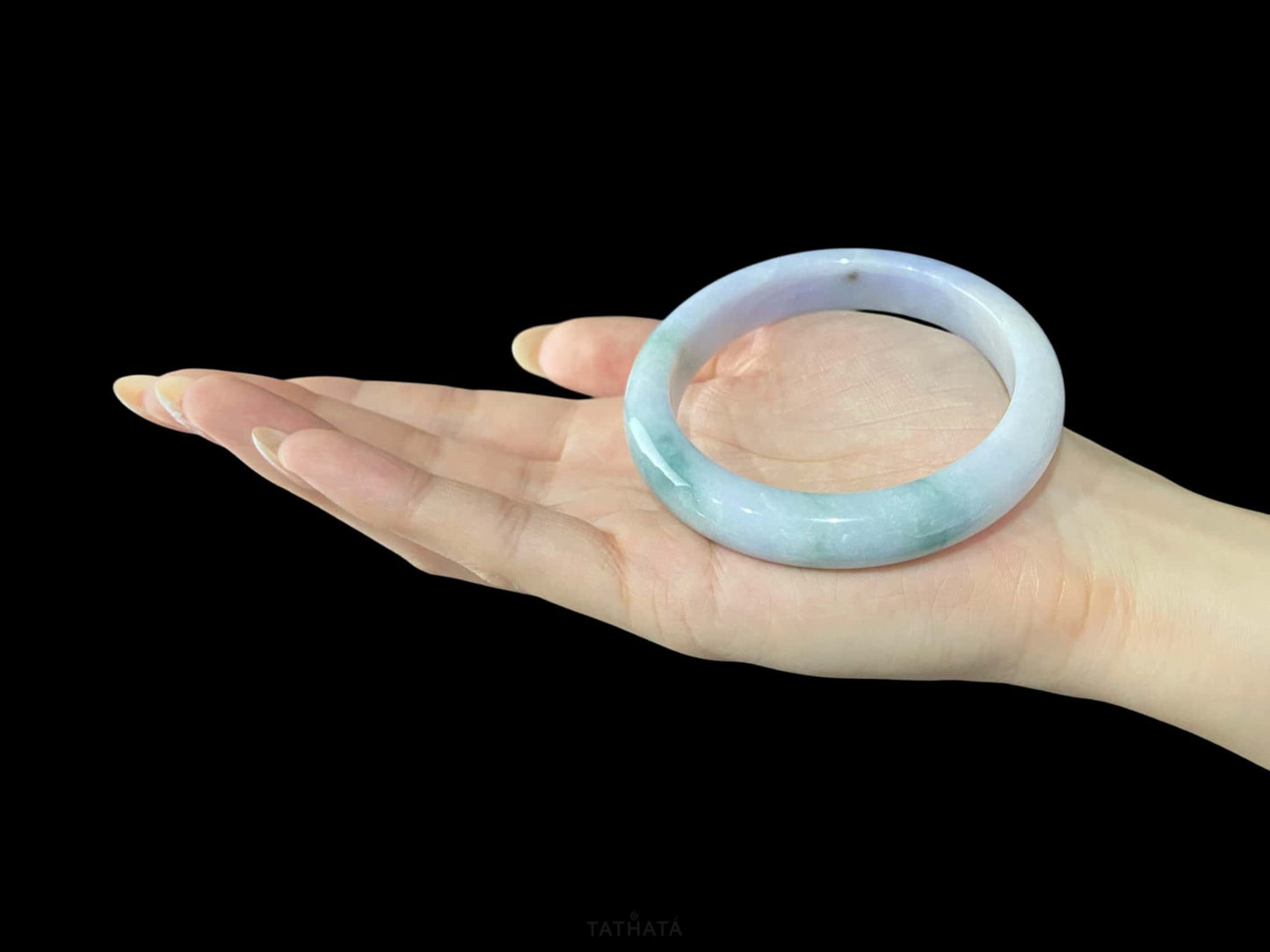 A lavender cloud Blue veil jadeite bangle.