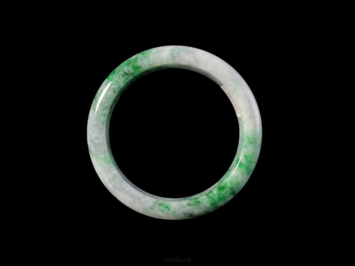 The White Tiger and The Midnight Forest | Hazy Emerald Drift · Nature Burmese Jadeite Peace Bangle