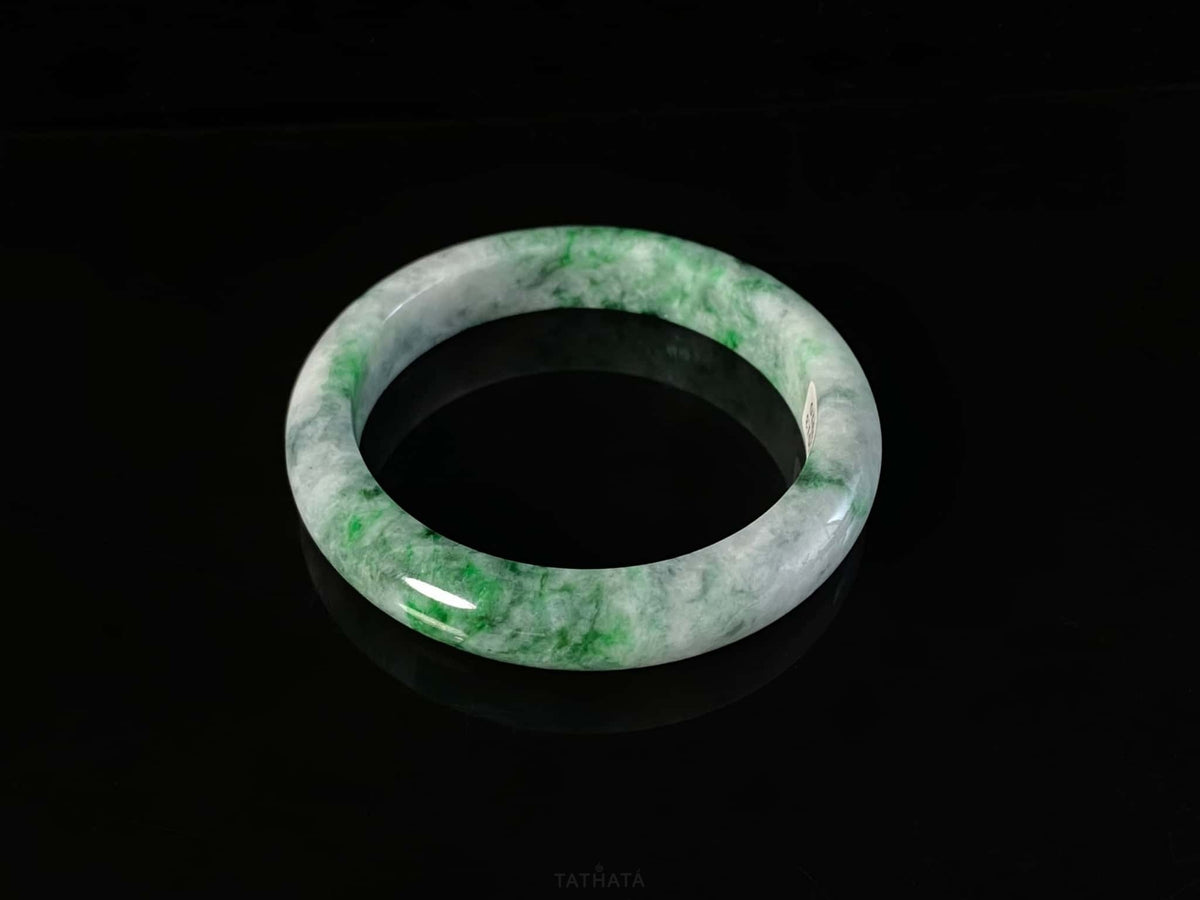 The White Tiger and The Midnight Forest | Hazy Emerald Drift · Nature Burmese Jadeite Peace Bangle