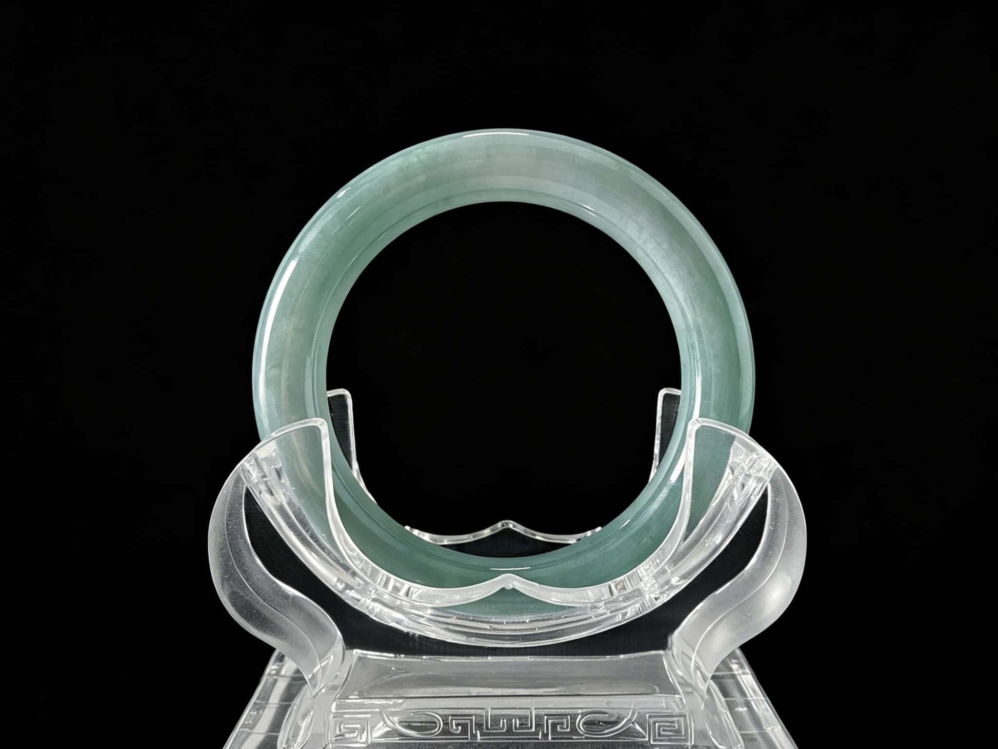 A heavenly blue mist jadeite bangle.