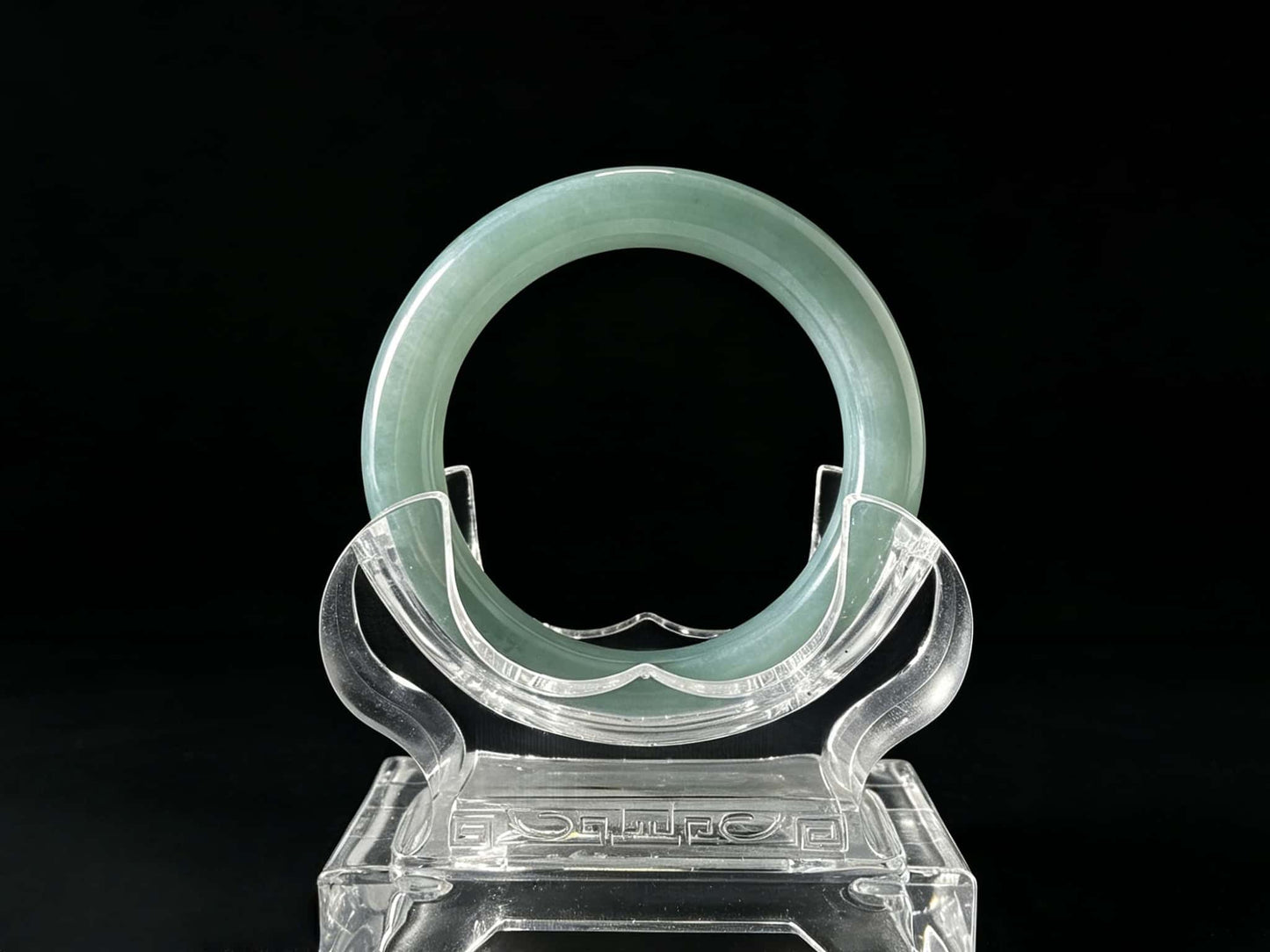 A heavenly blue mist jadeite bangle.
