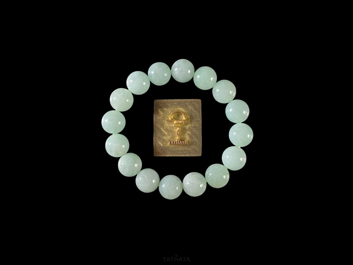 Minty Aqua‑Green · Nature Burmese Jadeite Beads Bracelet