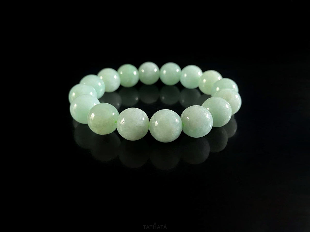 Minty Aqua‑Green · Nature Burmese Jadeite Beads Bracelet