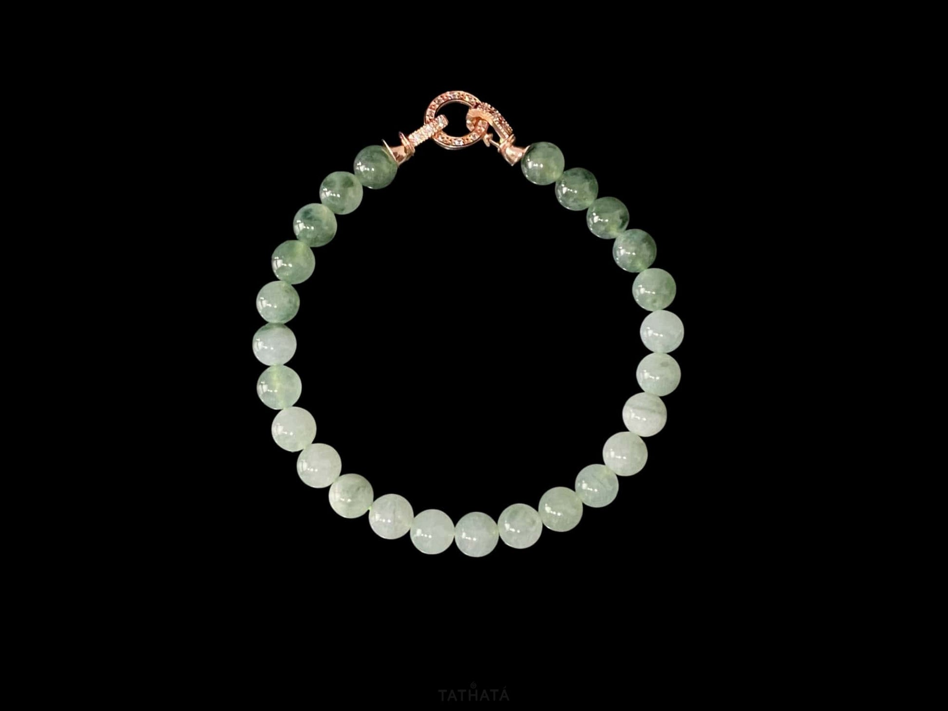 A floating green gradient jadeite beads bracelet.