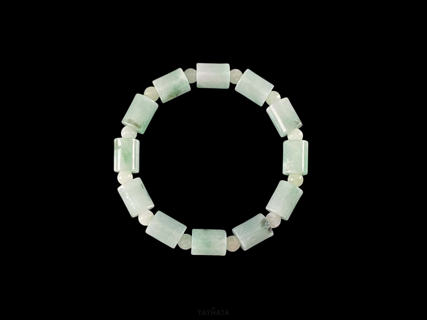 A mint green barrel beads bracelet.
