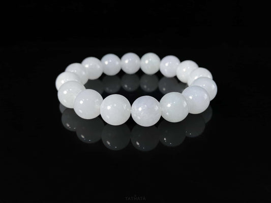Best Seller 🤍 Milky Moon Haze Glow · Nature Burmese Jadeite Beads Bracelet
