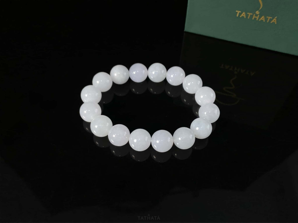 Best Seller 🤍 Milky Moon Haze Glow · Nature Burmese Jadeite Beads Bracelet