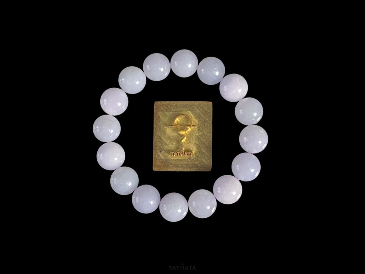 Violet Wing | Pale Haze Lilac · Nature Burmese Jadeite Beads Bracelet