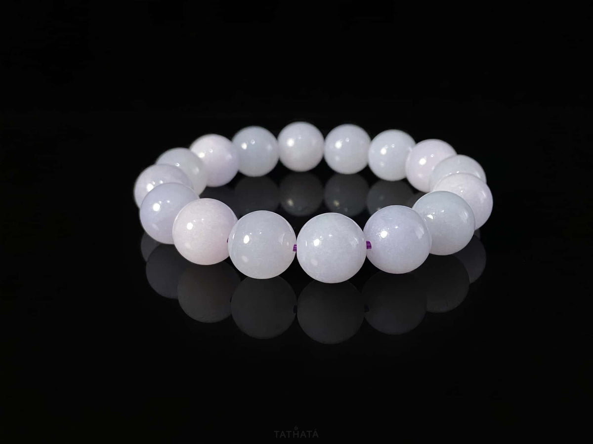 Violet Wing | Pale Haze Lilac · Nature Burmese Jadeite Beads Bracelet