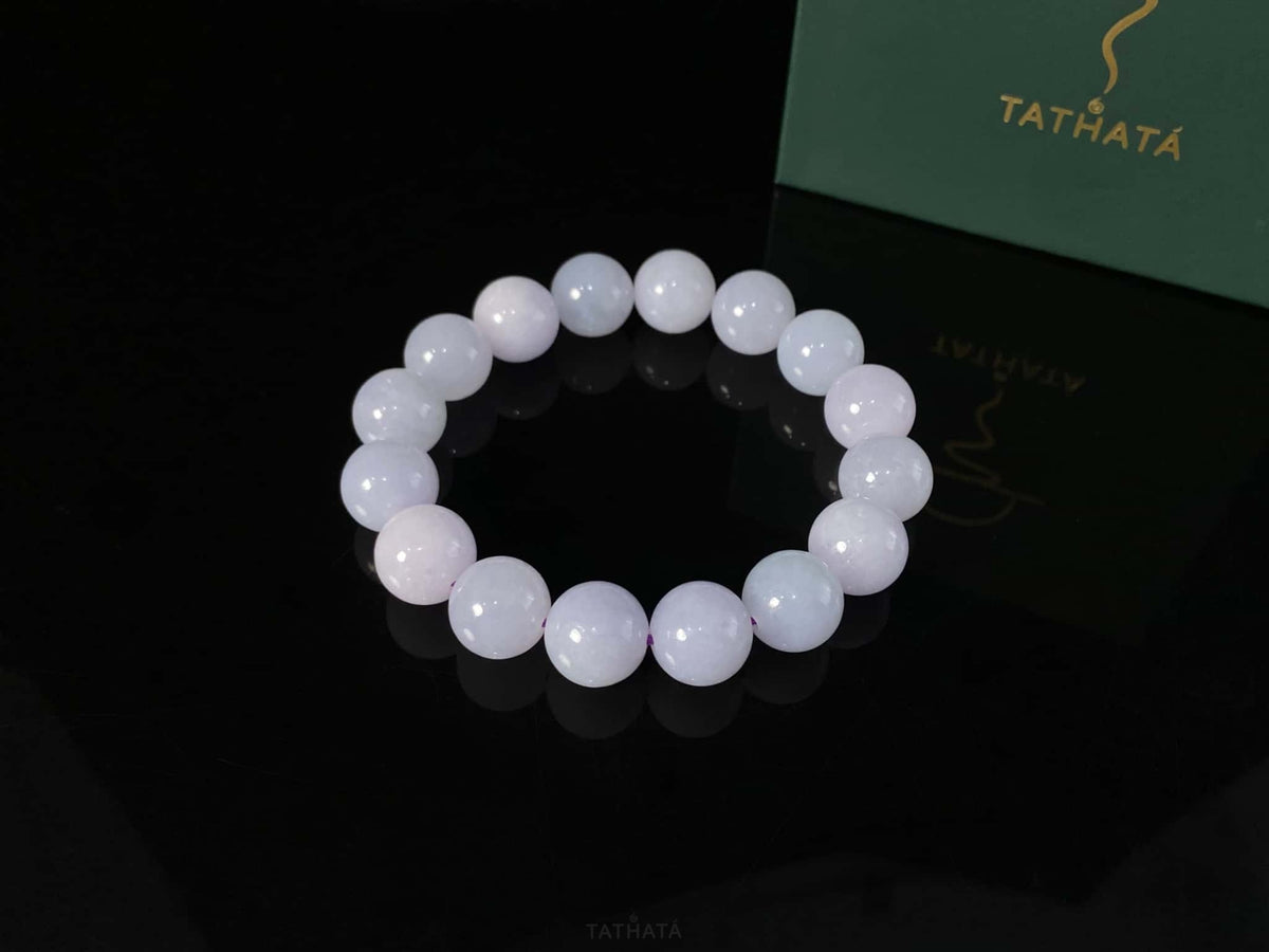 Violet Wing | Pale Haze Lilac · Nature Burmese Jadeite Beads Bracelet