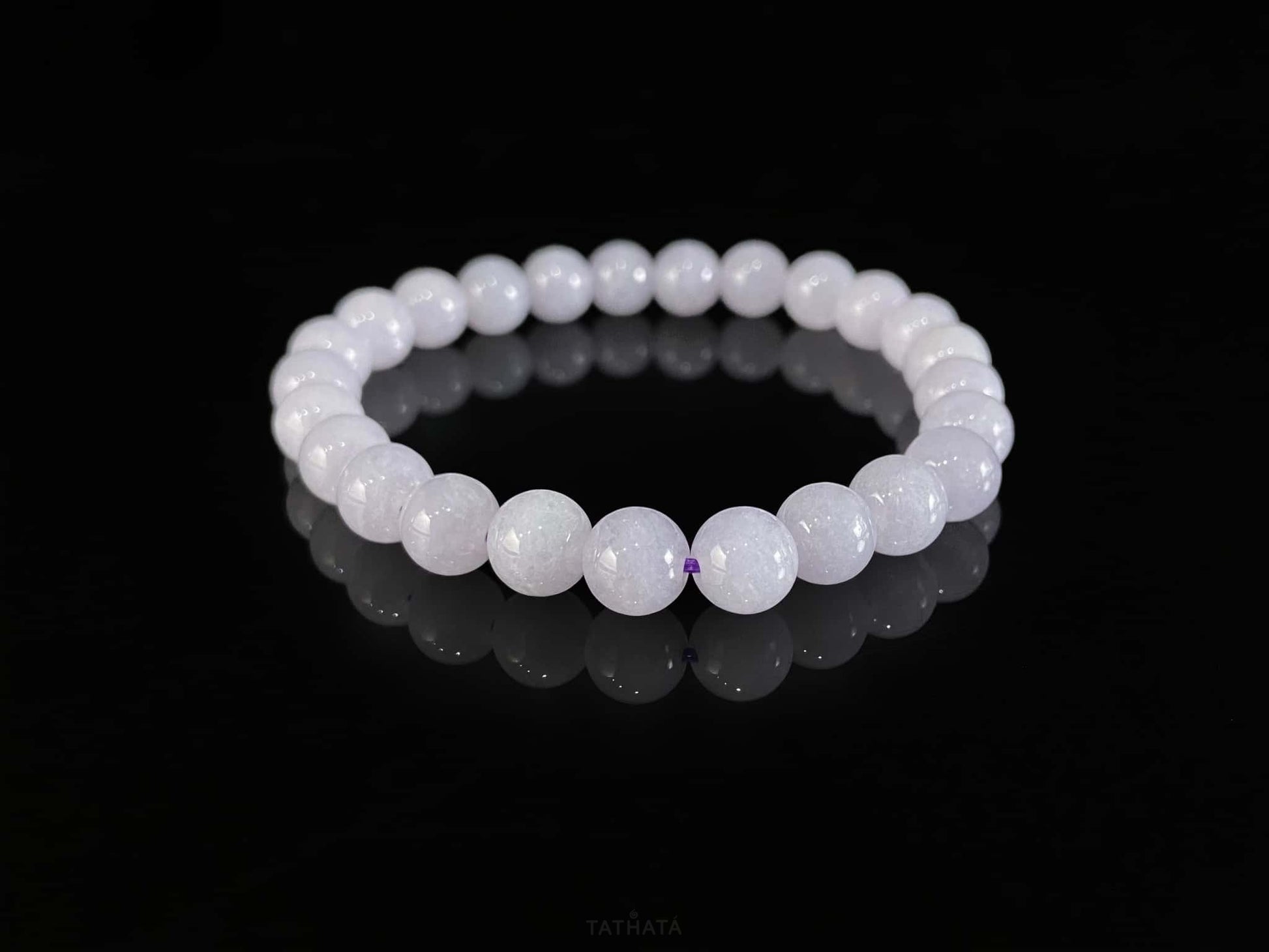 Lavender‑Frost Pale Lilac · Nature Burmese Jadeite Bracelet