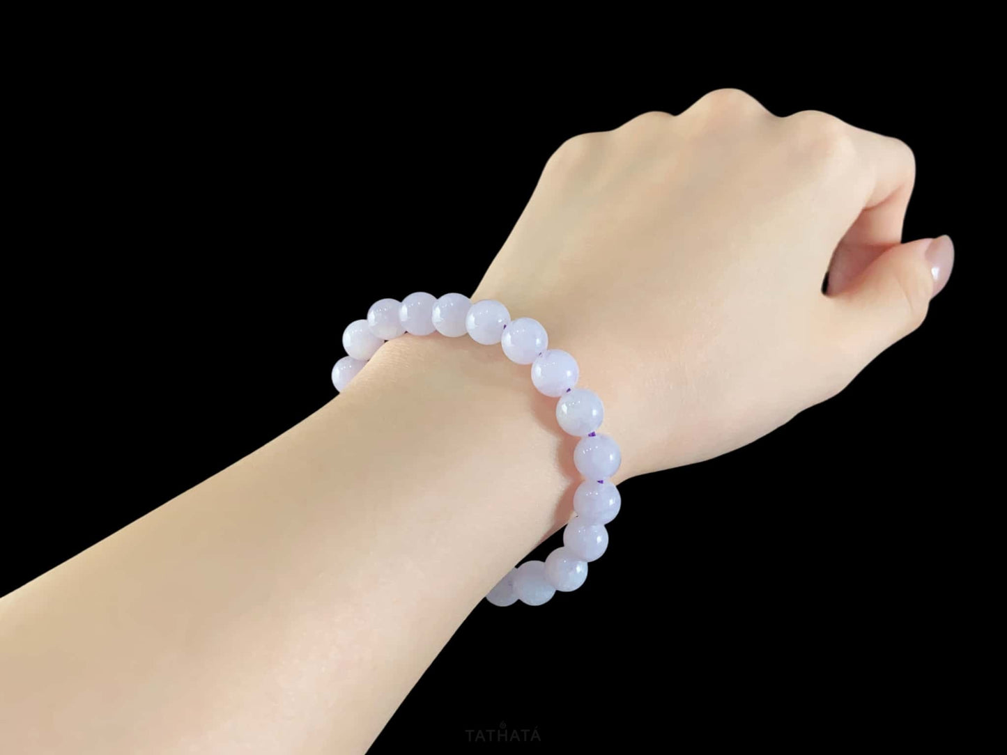 Lavender‑Frost Pale Lilac · Nature Burmese Jadeite Bracelet