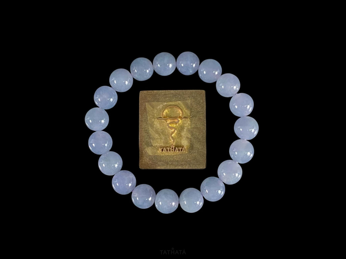 Premium 💜 Mauve Frost Subtle Radiance · Nature Burmese Jadeite Beads Bracelet