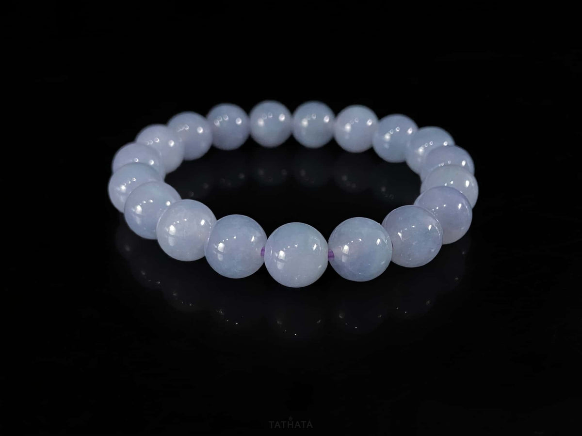 Premium 💜 Mauve Frost Subtle Radiance · Nature Burmese Jadeite Beads Bracelet