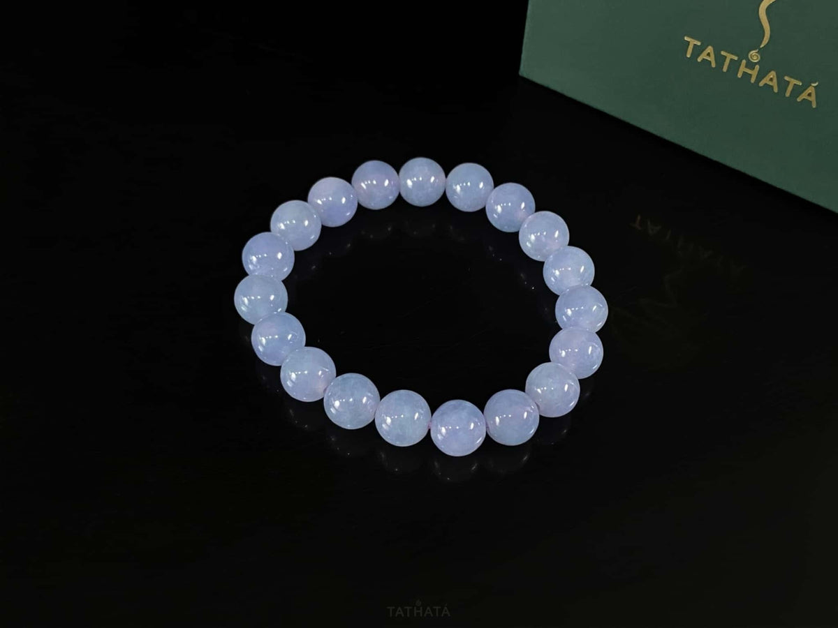 Premium 💜 Mauve Frost Subtle Radiance · Nature Burmese Jadeite Beads Bracelet
