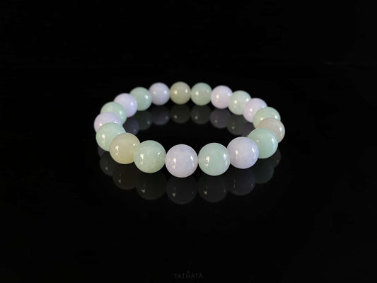 Mist Petal Tri-color · Nature Burmese Jadeite Beads Bracelet