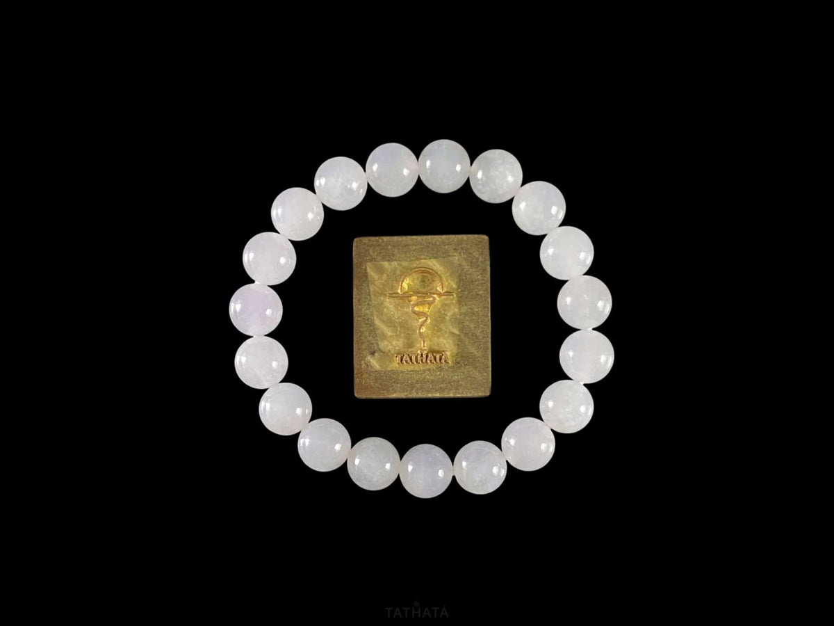 Soft Luminous Icy White · Nature Burmese Jadeite Beads Bracelet