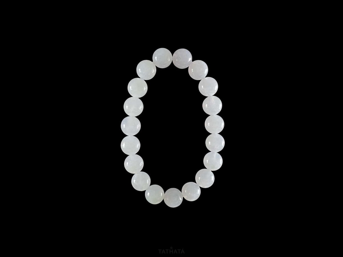 Soft Luminous Icy White · Nature Burmese Jadeite Beads Bracelet