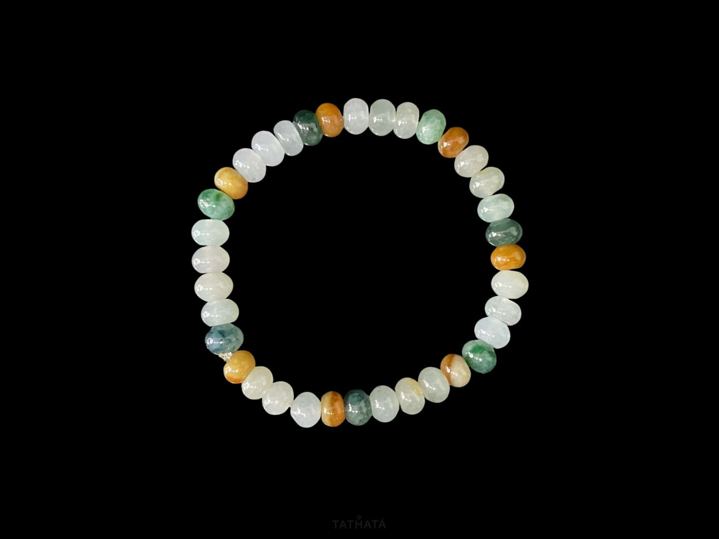 A misty seasonal tones jadeite beads bracelet.