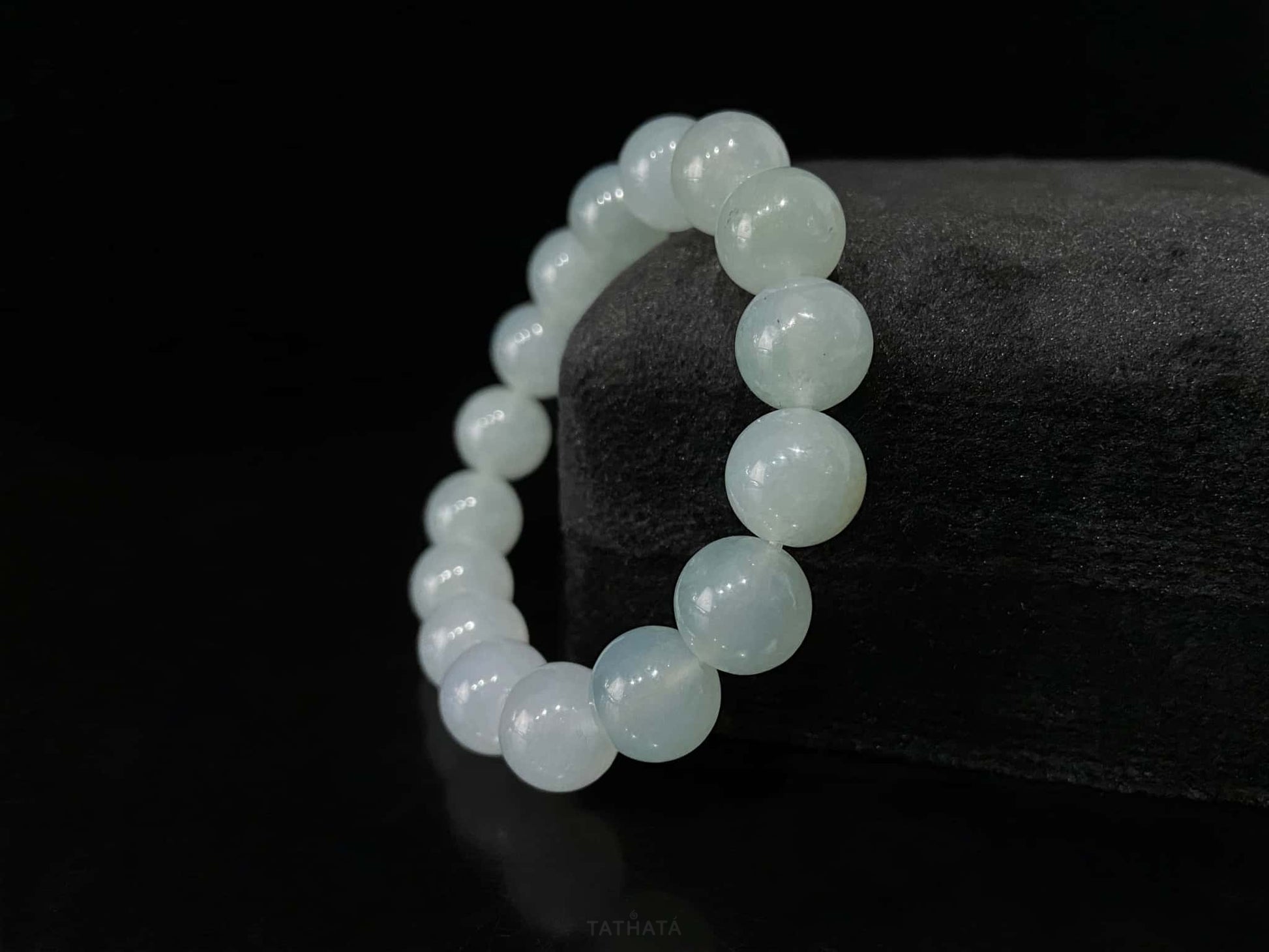 Clear Skies White · Nature Burmese Jadeite Beads Bracelet