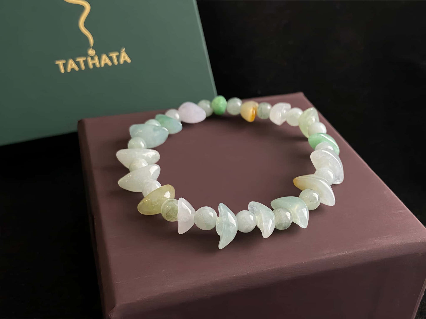 A multicolor wealth Yuanbao jadeite beads bracelet.