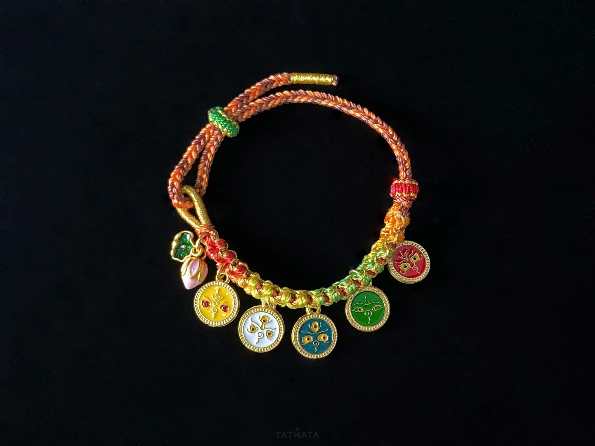 A five elements woven tangka bracelet.