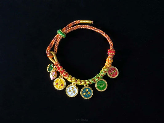 A five elements woven tangka bracelet.