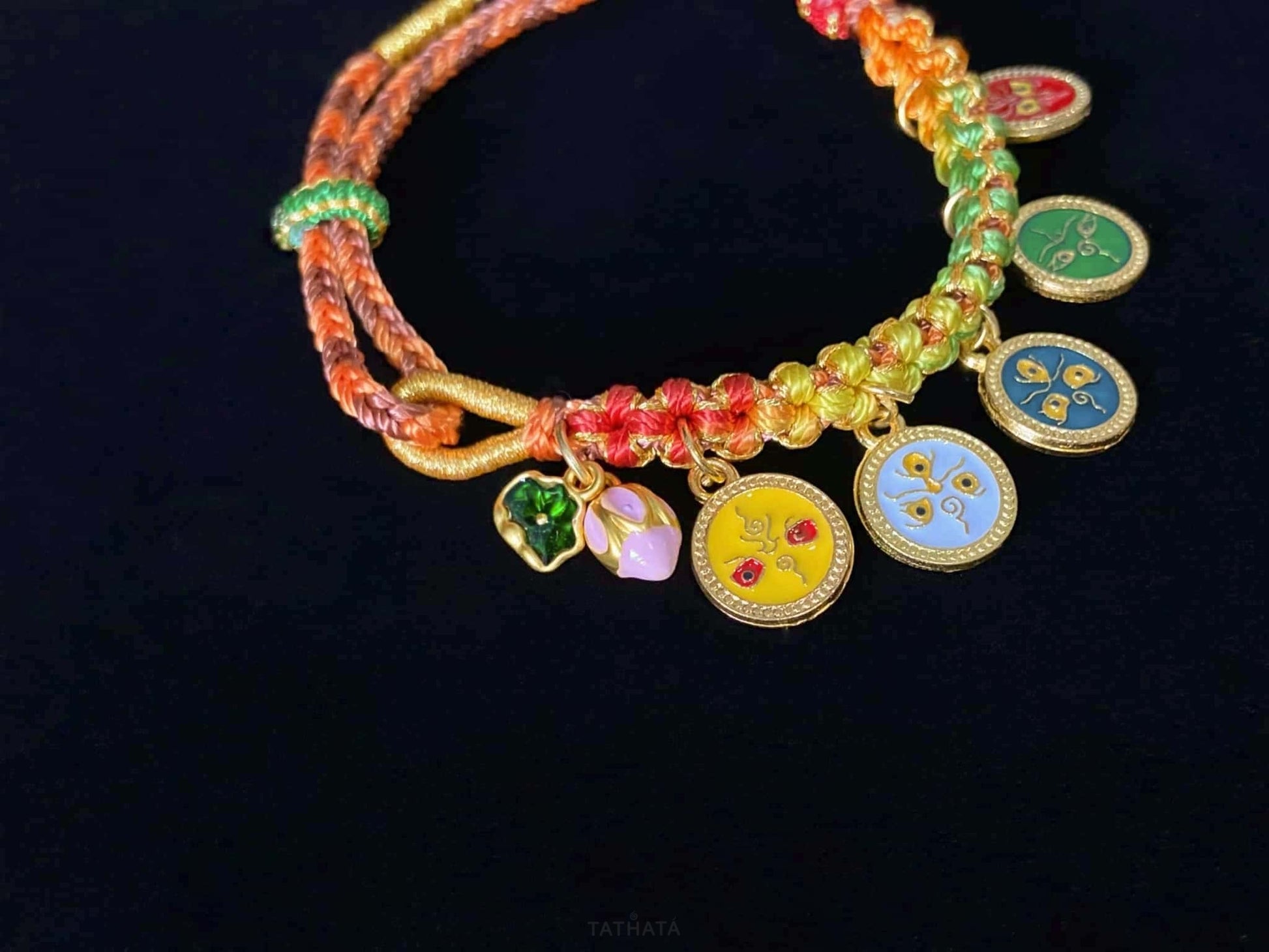 A five elements woven tangka bracelet.
