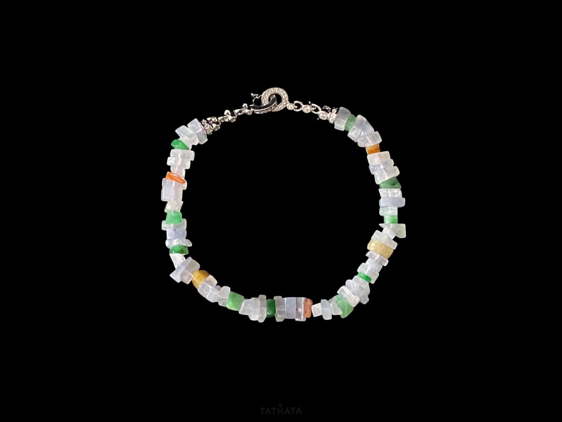 A cloud rainbow chip jadeite beads bracelet.