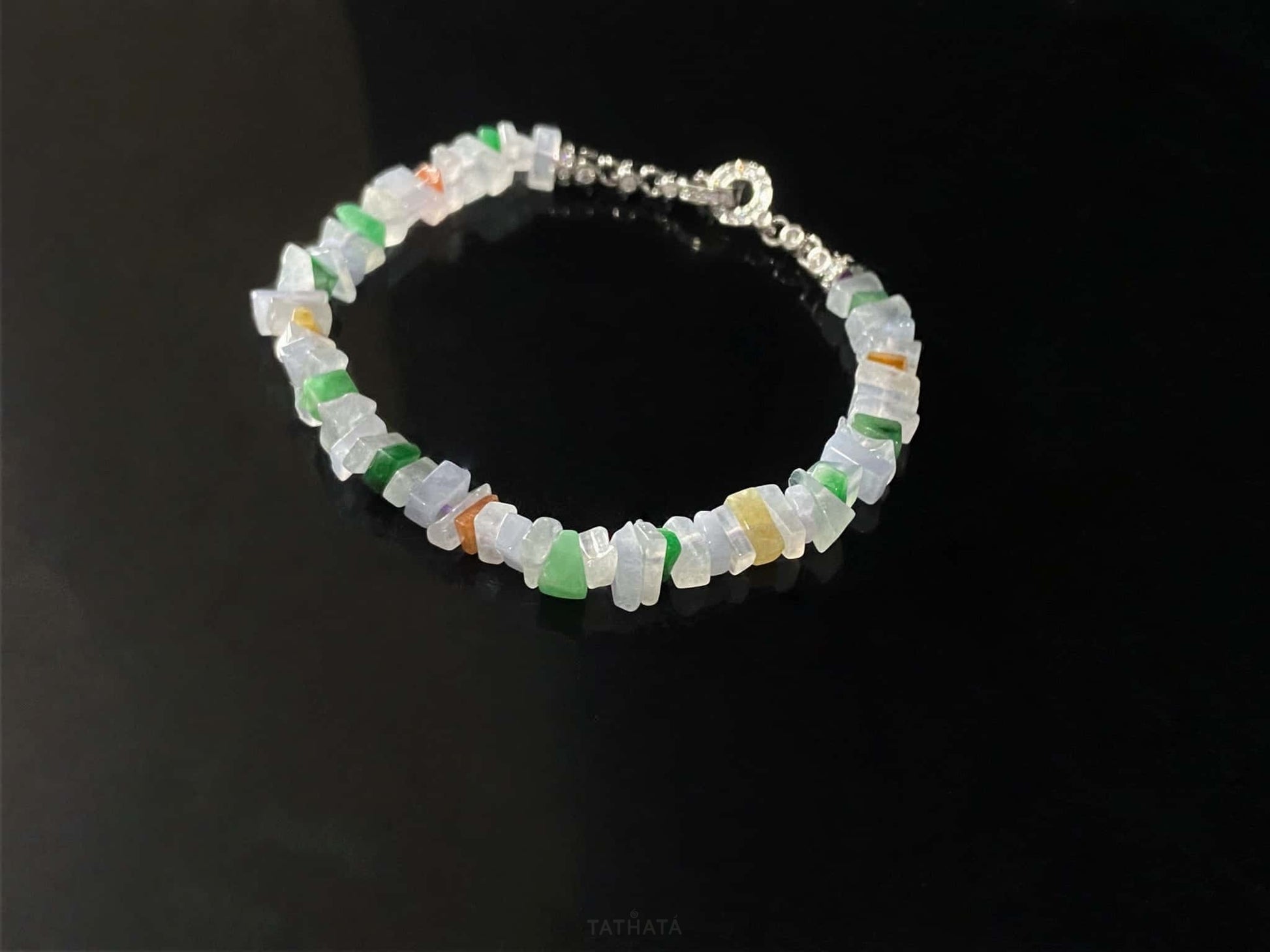 A cloud rainbow chip jadeite beads bracelet.